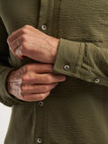 Pelle P Dock Shirt Herren – Lässiges Langarmhemd aus Seersucker-Jersey