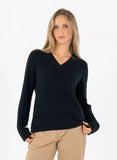 Pelle P W Tiller Herringbone V-Neck Damenpullover – Bio-Baumwolle & Kaschmir
